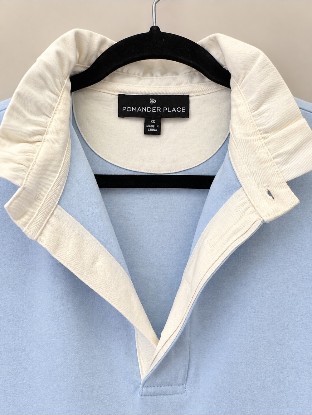 Pomander Place Light Blue Contrast Collar Puff Sleeve Dress Size S - Picture 3 of 3